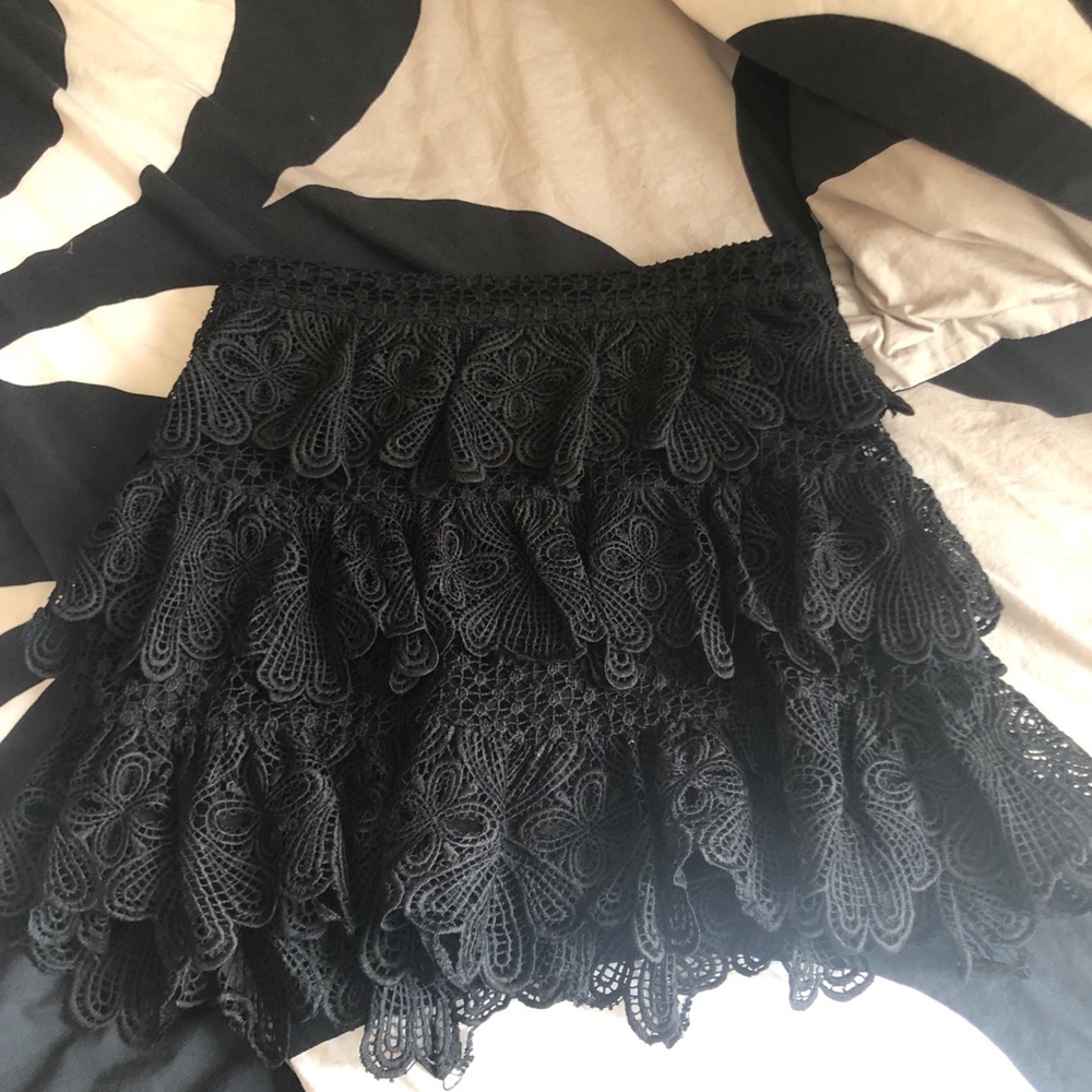 Aqua Mini Black Lace Skirt